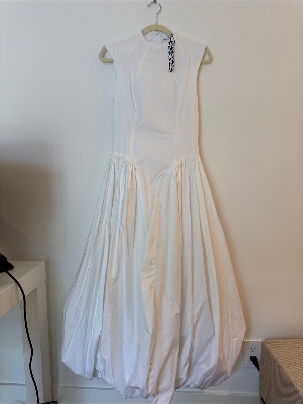 ASOS White Sleeveless Balloon-Hem Maxi Dress